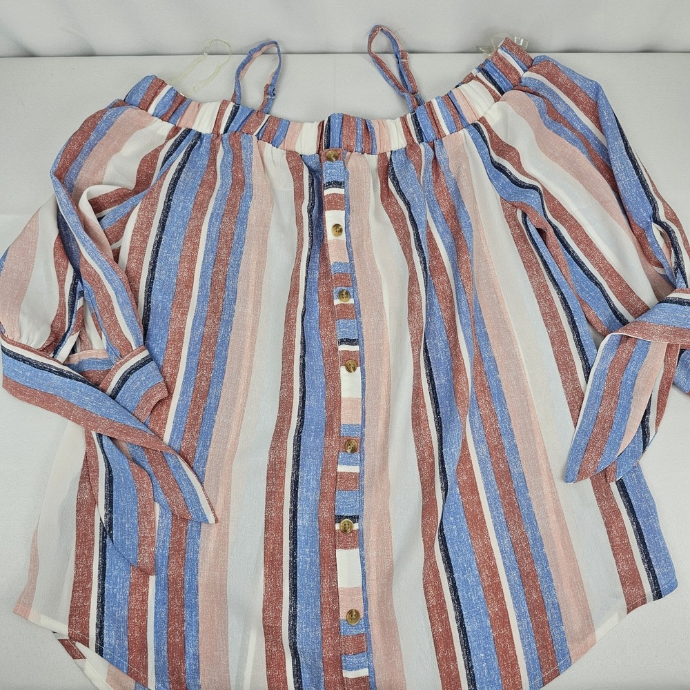 iZ Beyer Stripe Off Shoulder Top Size Small Lightweight‎